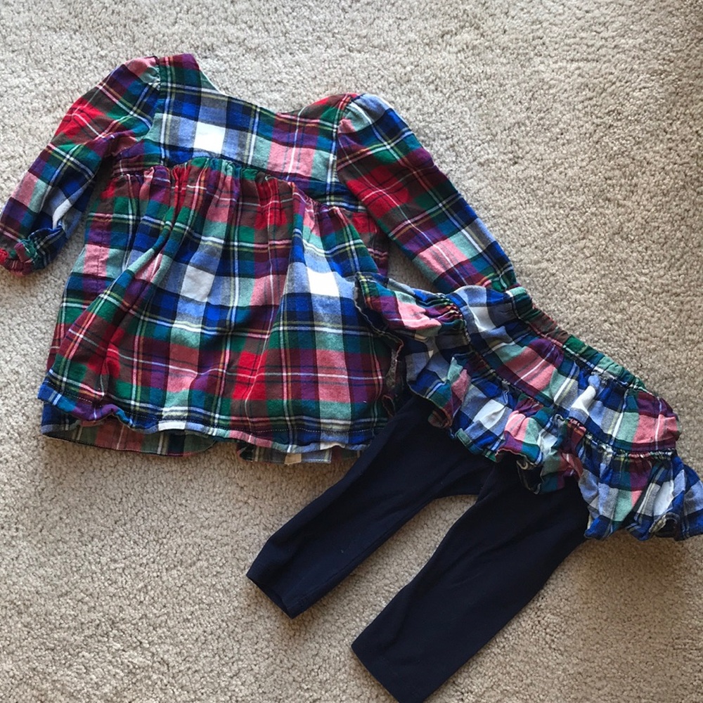 Baby GAP plaid Christmas holiday dress and skirt w/pants